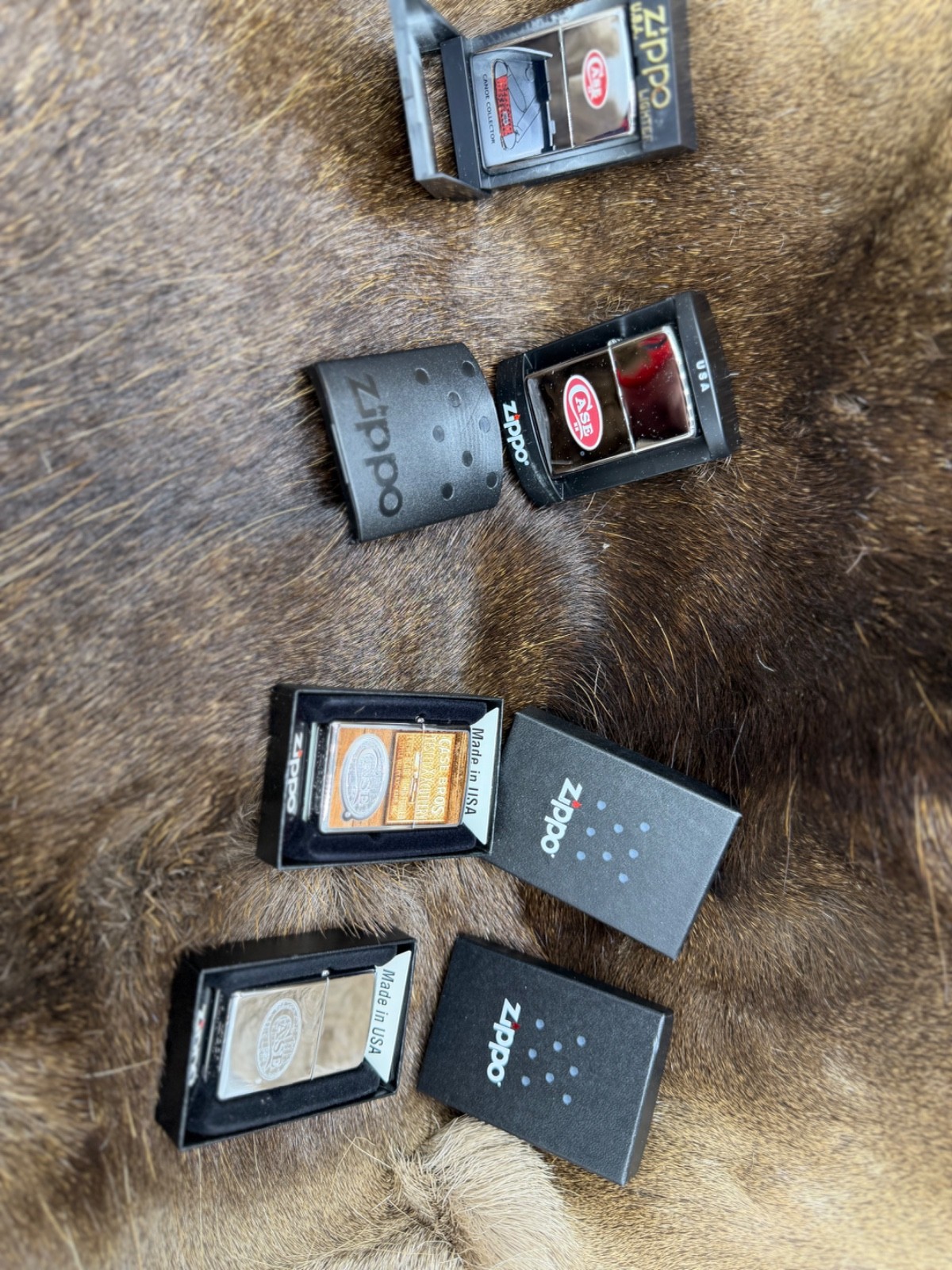 Four (4) Factory Case / Zippo Lighters Mint With Stickers In Box – RARE #11