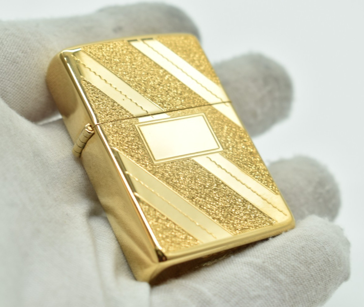 Zippo – GOLDEN DIAGONAL SWIRL LIGHTER, Gold Plated, New, 1980, Never Fired