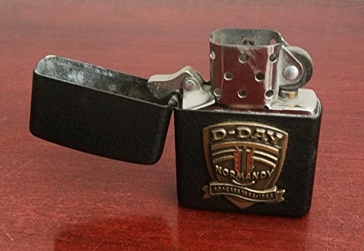 D-DAY NORMANDY 50 YEARS 1944-1994 50 YEARS ZIPPO LIGHTER. W/TIN CASE. SPARKS