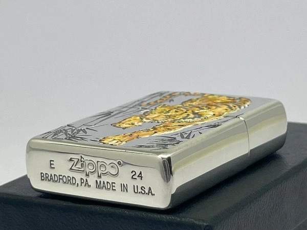 Zippo Painted Tiger Japanese Pattern Silver Plated Smoked Color Print Lighter