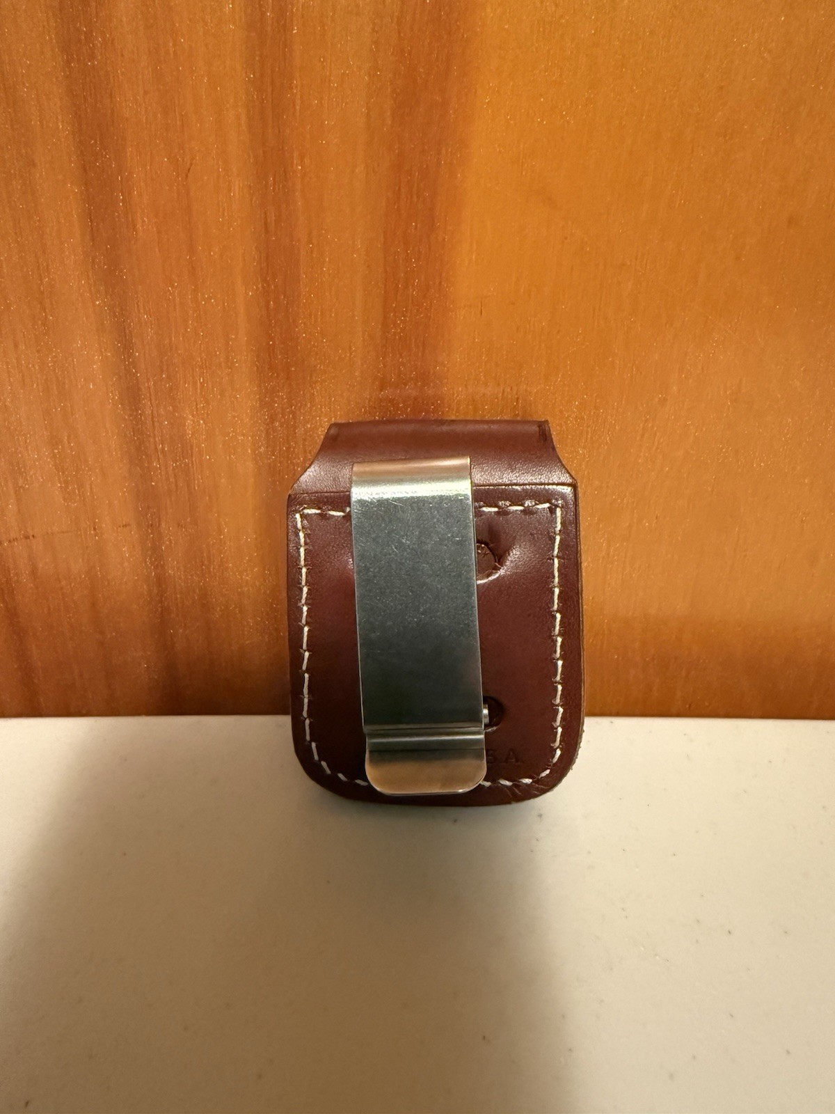 Zippo Brown Leather Lighter Pouch With Belt Loop, Slightly Used
