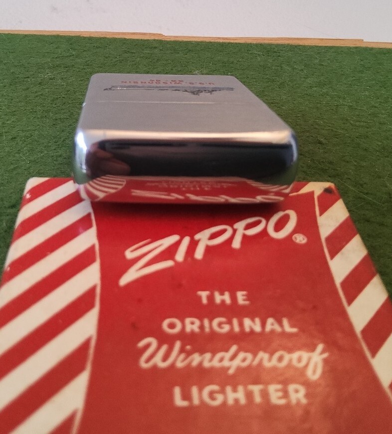 Unfired USS Wisconsin BB-64 Decommissioning 8 March 1958 Zippo Lighter MINT RARE