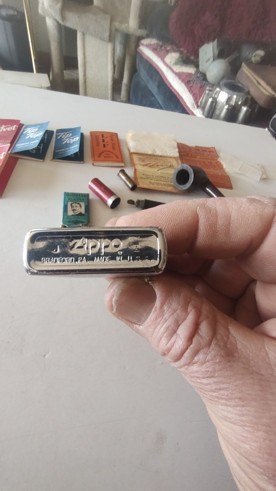 Zippo Lighter, Antique Lighter , Tobacco Papers , Vintage Smoke Pipie.