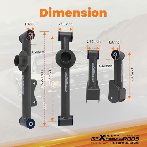 Rear Control Arms Kit for Ford Mustang, Mercury Capri 1979-2004, Cobras Gray