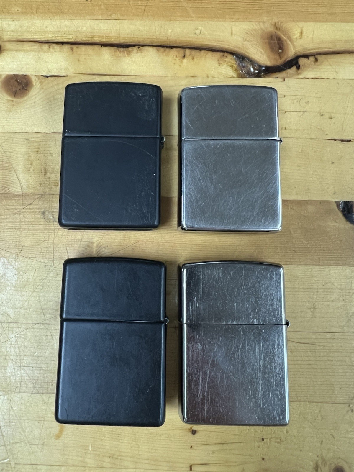 Lot Of 4 Zippo Lighters Made In USA Variety Of Designs