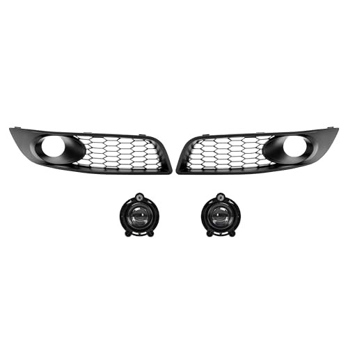 Upper & Lower Grille + Fog Lights & Bezels Compatible with 2006-2013 Chevy