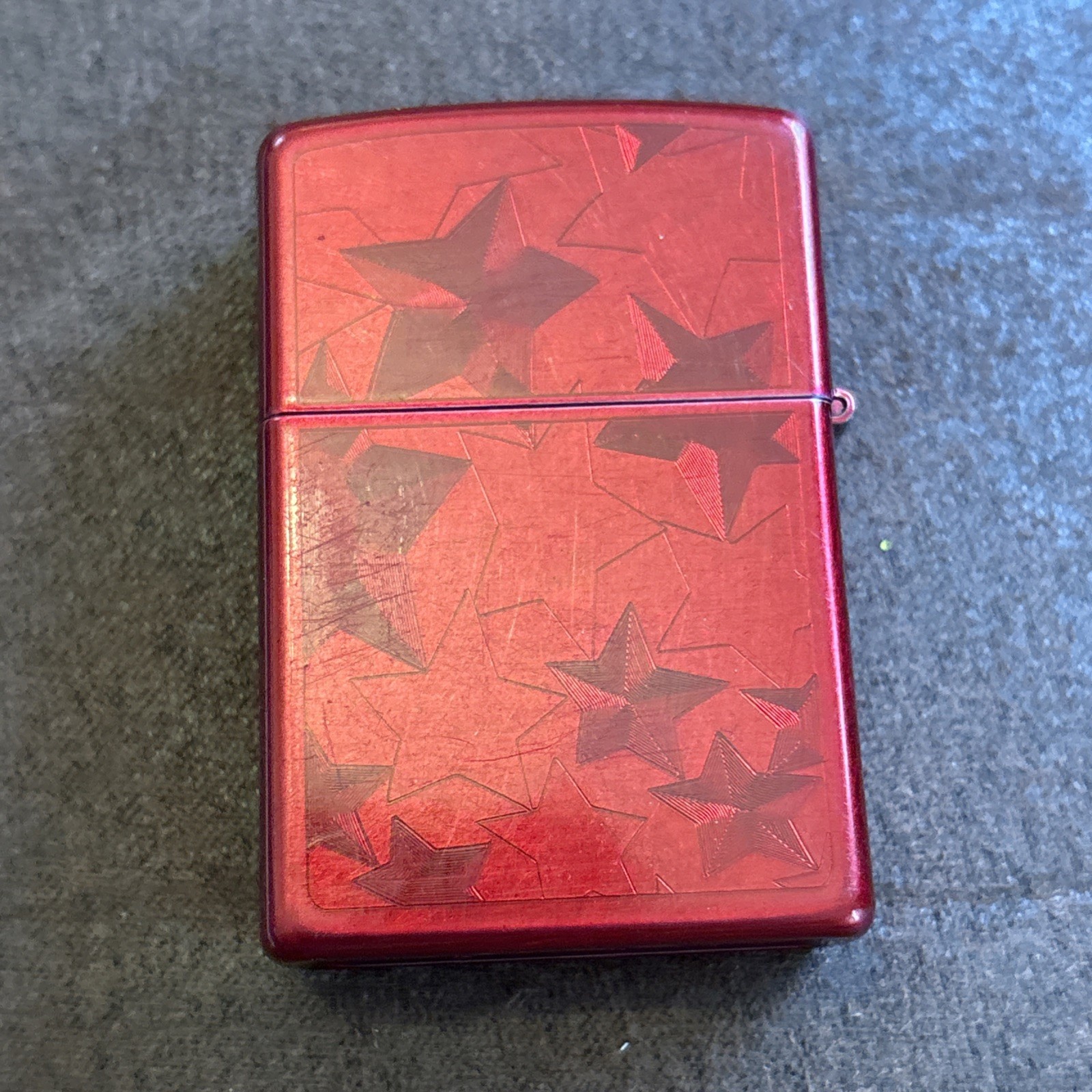Vintage 2012 Geometric Design Candy Apple Red Zippo Lighter