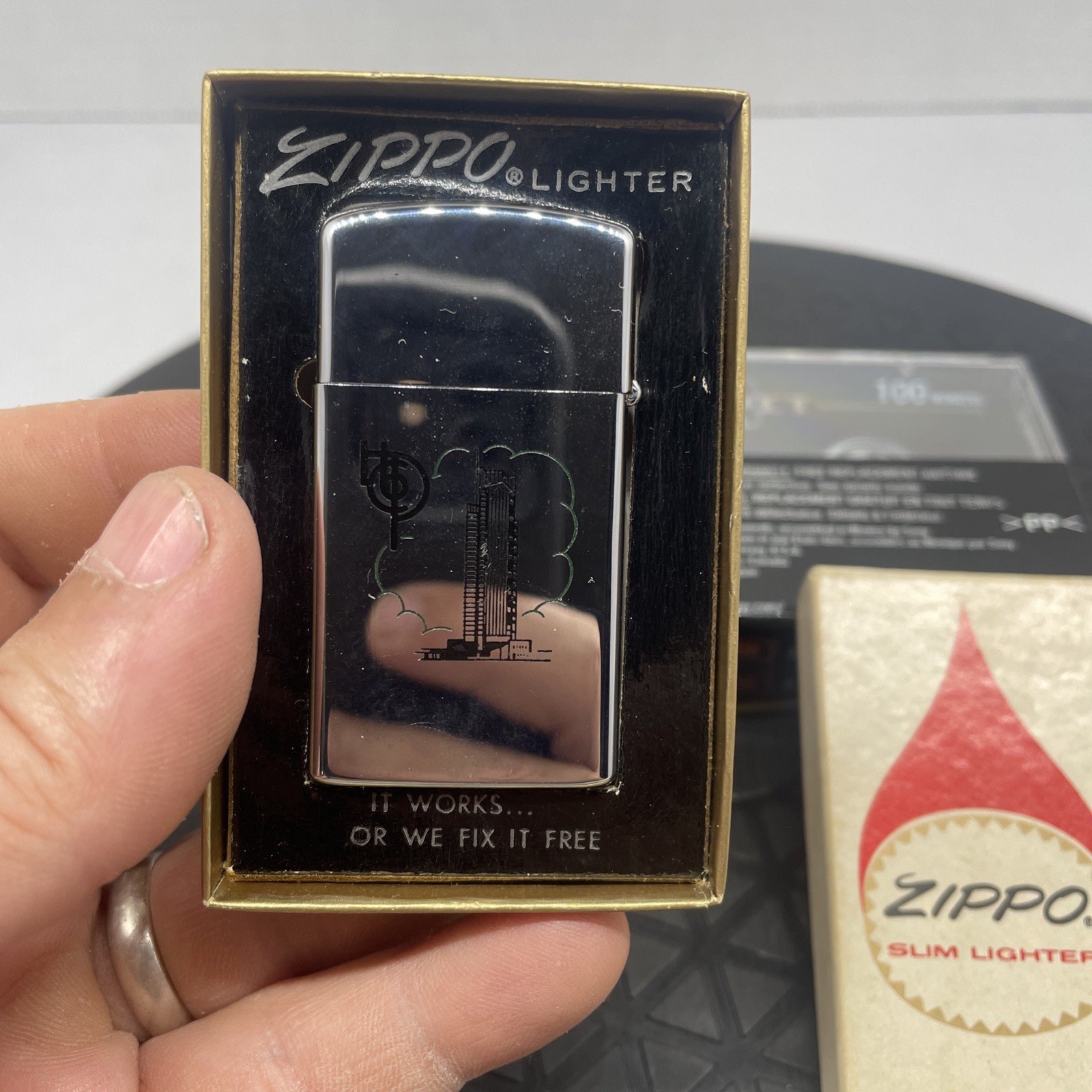 Vintage 1978 HCPrice it works or we fix it free HP Chrome Slim Zippo Lighter NEW