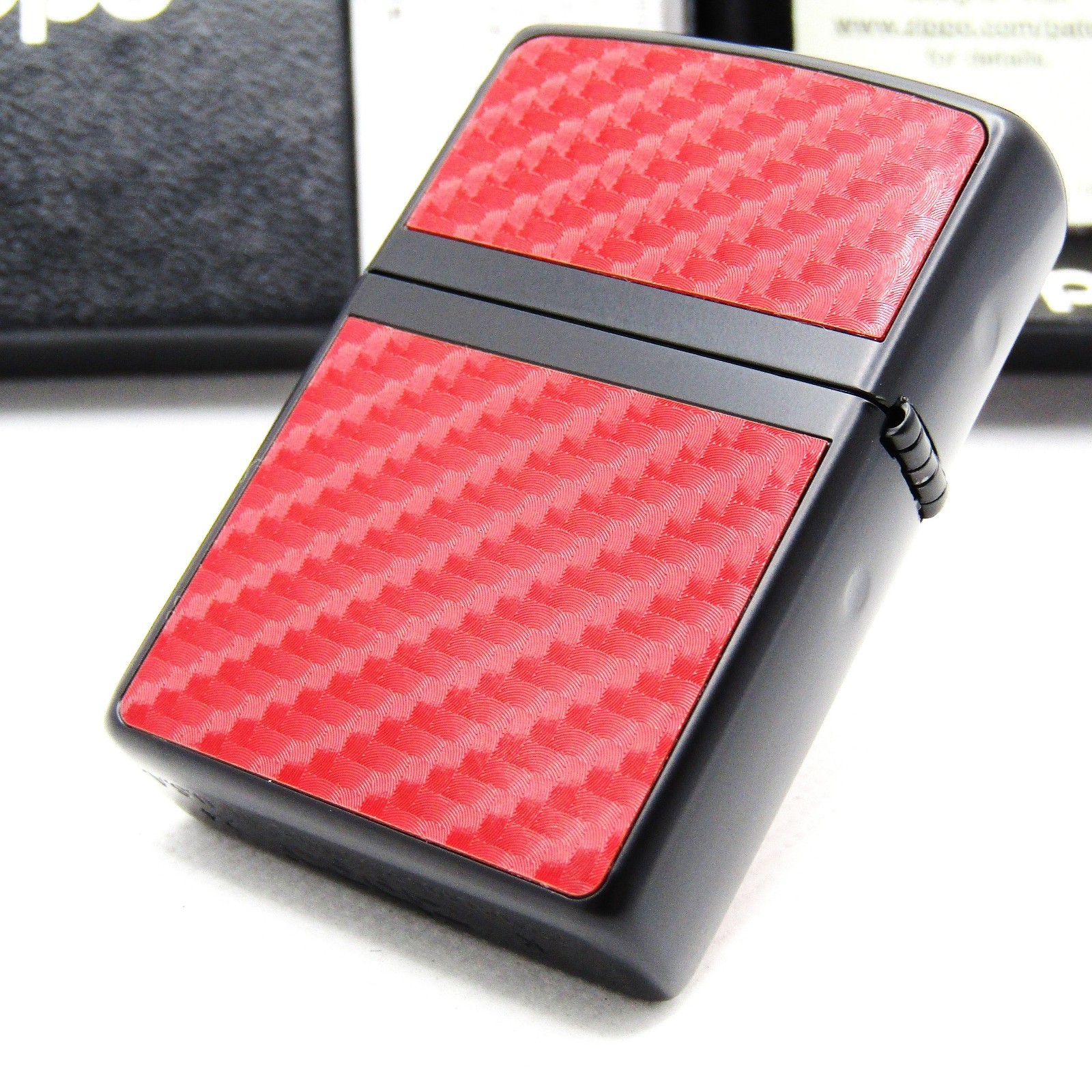 Black Red Carbon 2 Sided Zippo Oil Lighter 2024 MIB