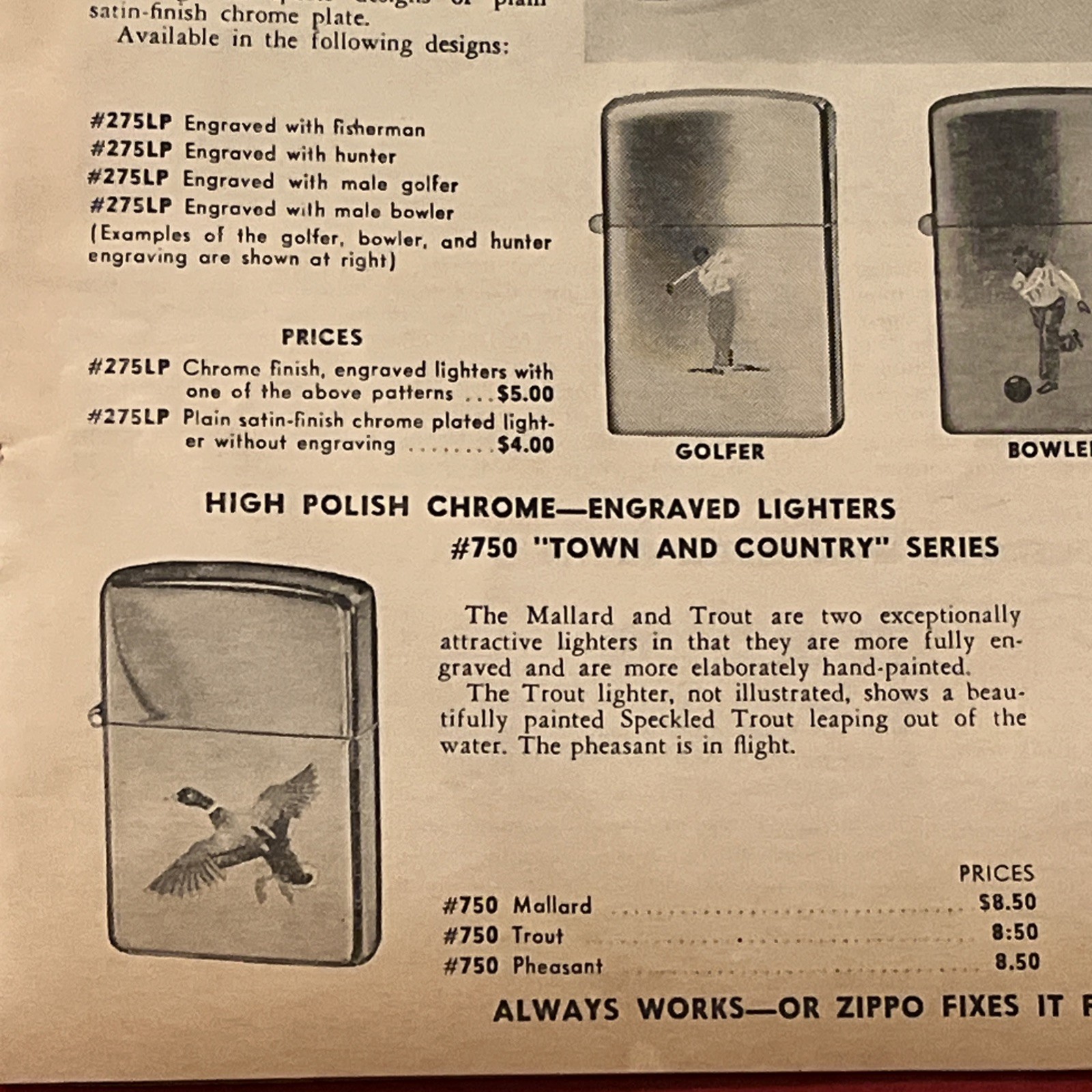 1958 ZIPPO LIGHTERS “Sports” Themed Print Ad Advertisement • Rare Ad