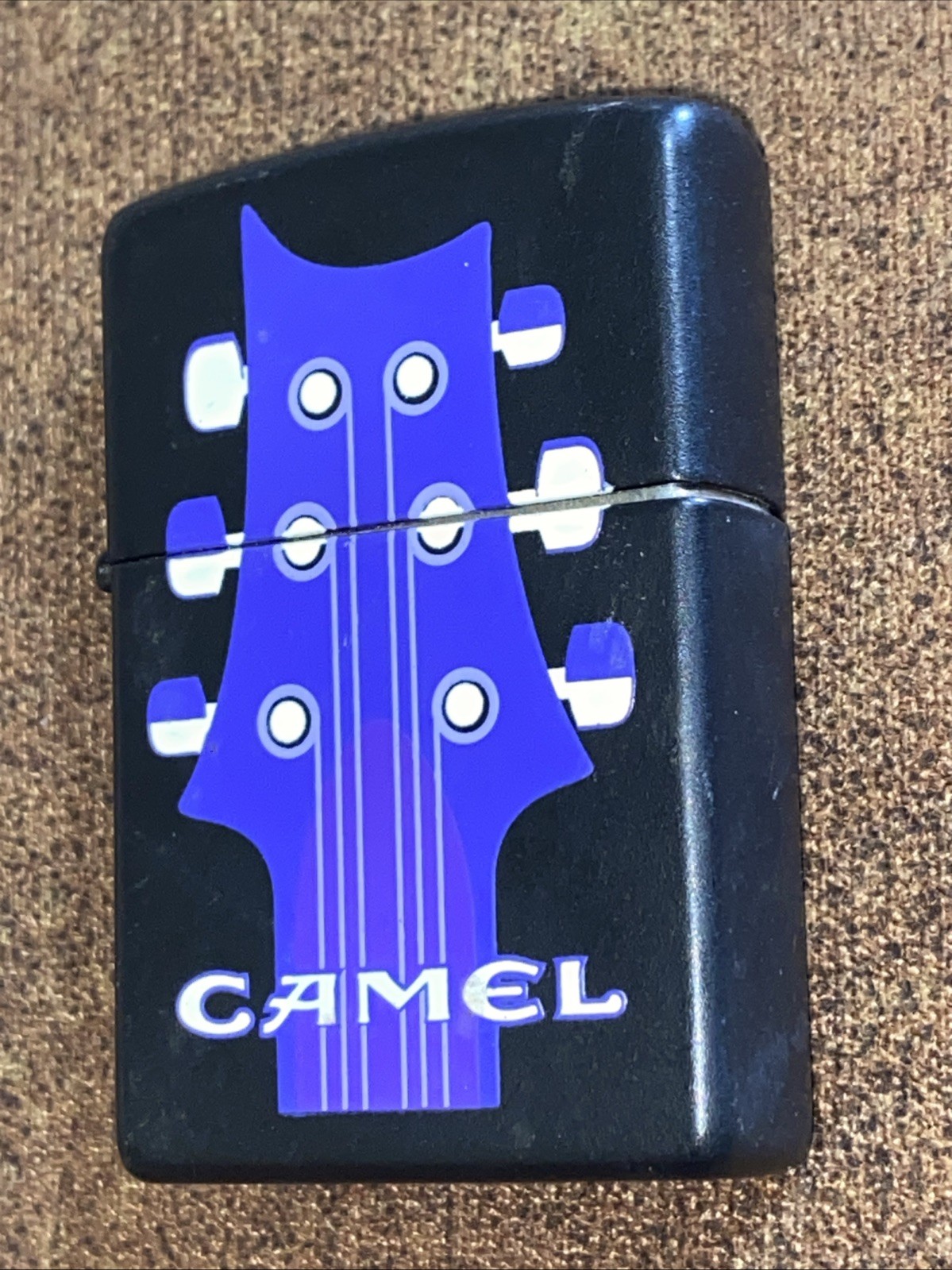 Vintage Zippo Lighter Camel Purple Guitar Neck Music Note Rock Star Musician