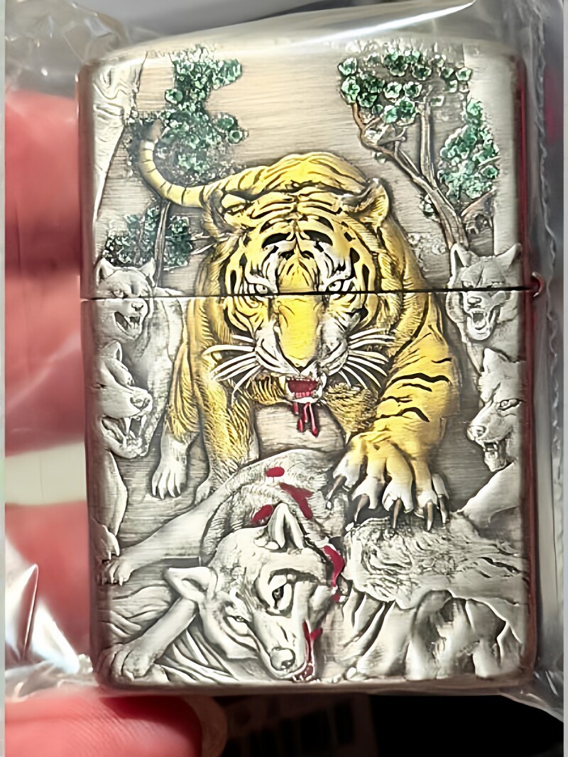 Cool Tiger Relief Smoked Silver Zippo Armor Collectible Gift For Men