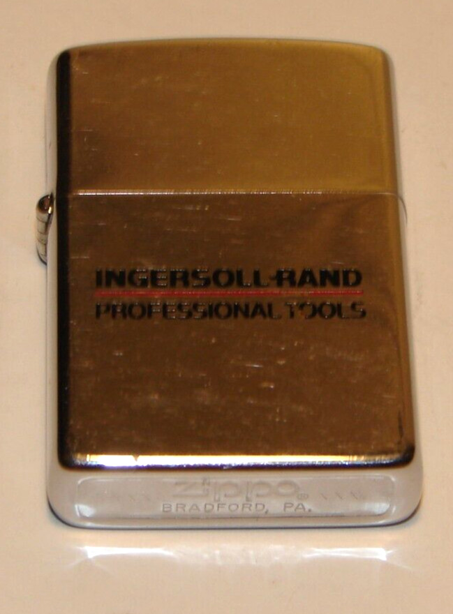 Vintage ZIPPO – INGERSOLL RAND – Advertising Cigarette LIGHTER Red & Black Logo