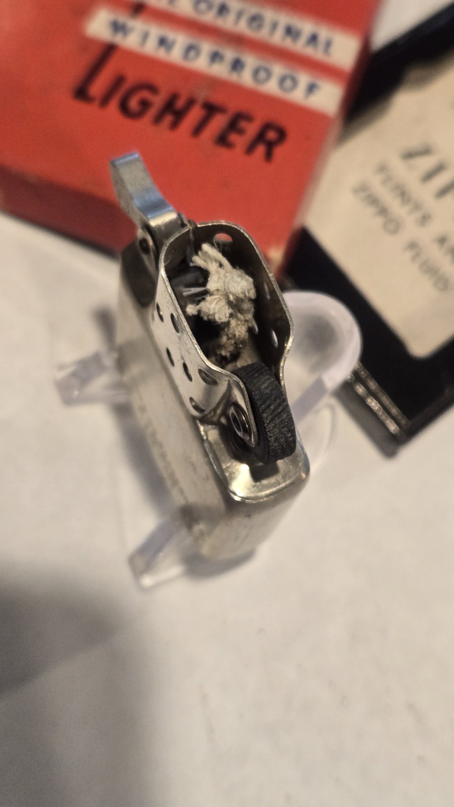 1948 3 Barrel Nickel Silver 16 Hole Insert Zippo Lighter UNFIRED Red Box Mint