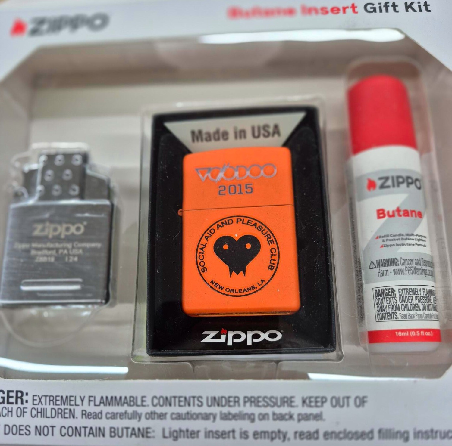 Rare Orange Voodoo Social Club Zippo Lighter Gift Kit