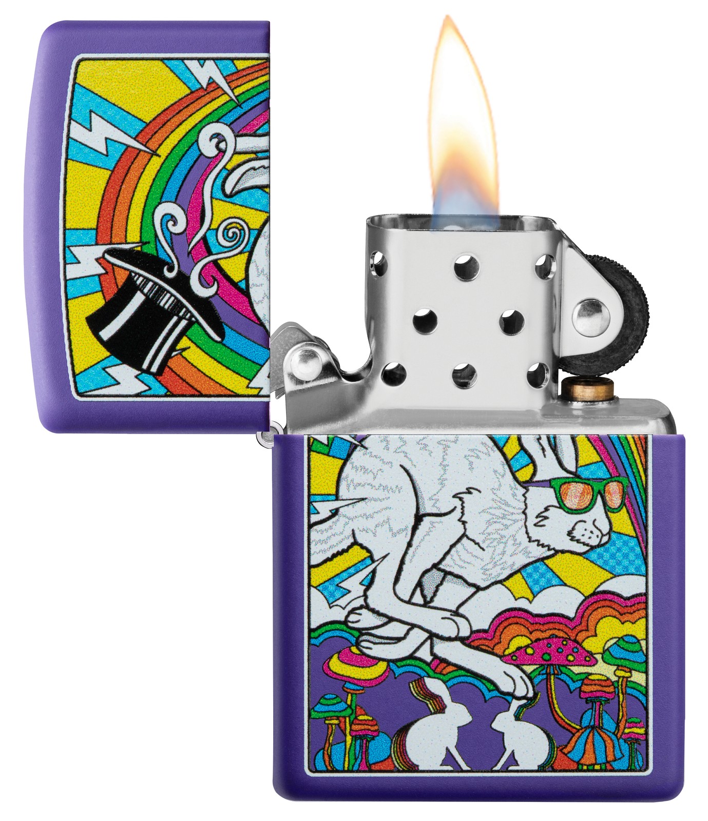 Zippo White Rabbit Design Purple Matte Windproof Lighter, 237-090423