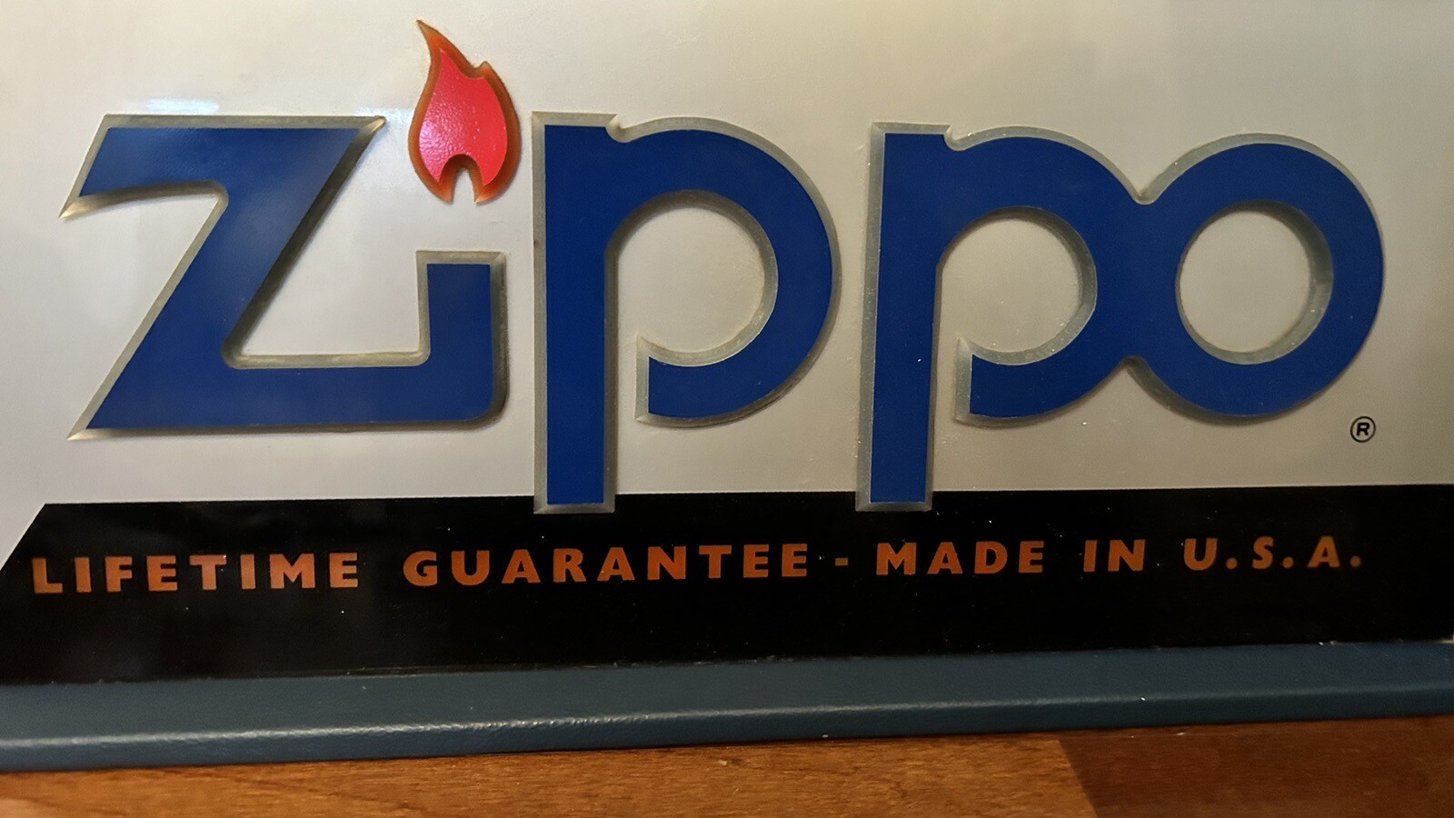 Vintage Zippo Lighted Advertising Countertop Display Sign 20”x9” EX