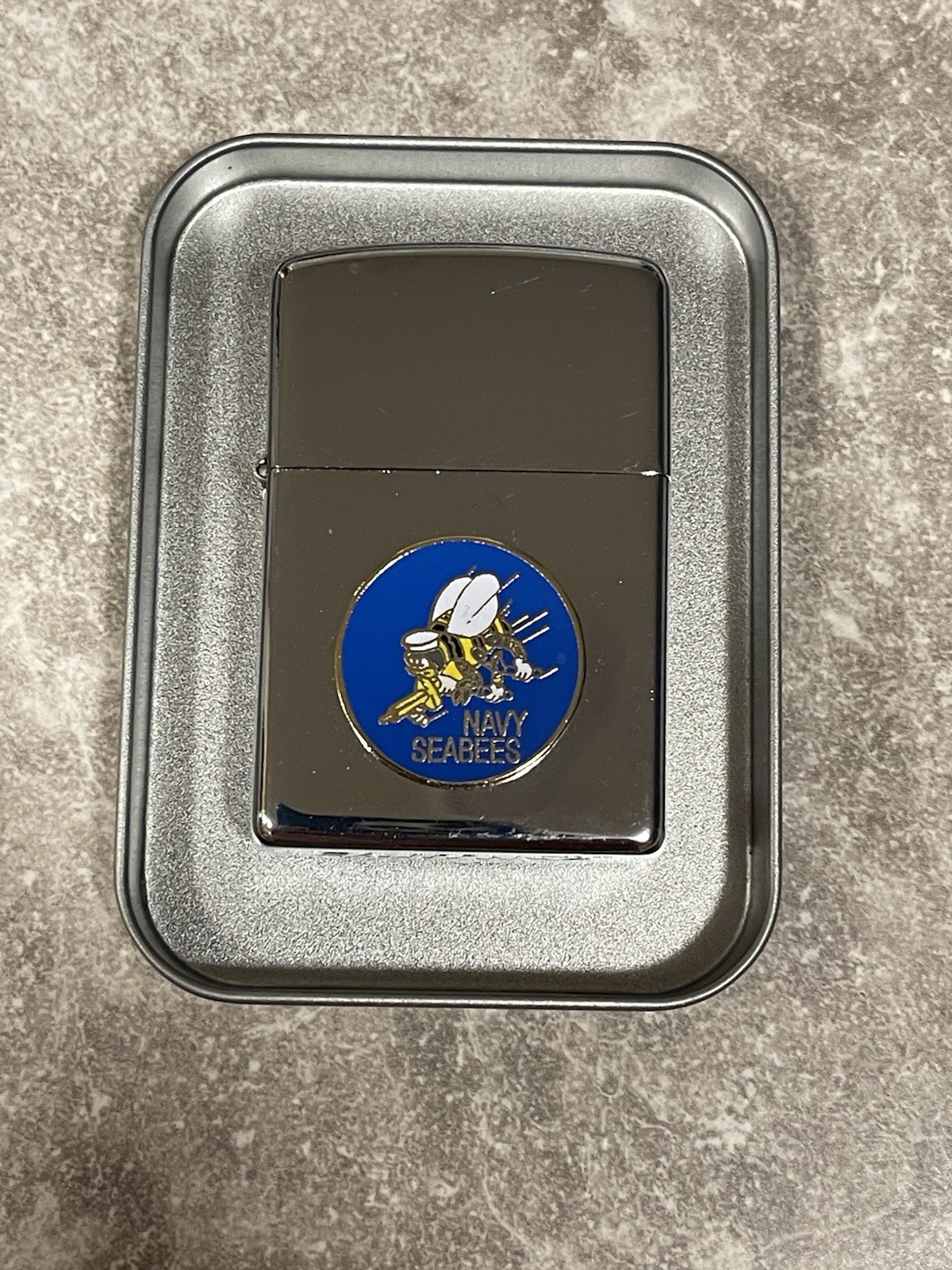 Military Earth chrome Lighter By Star Navy Seabee