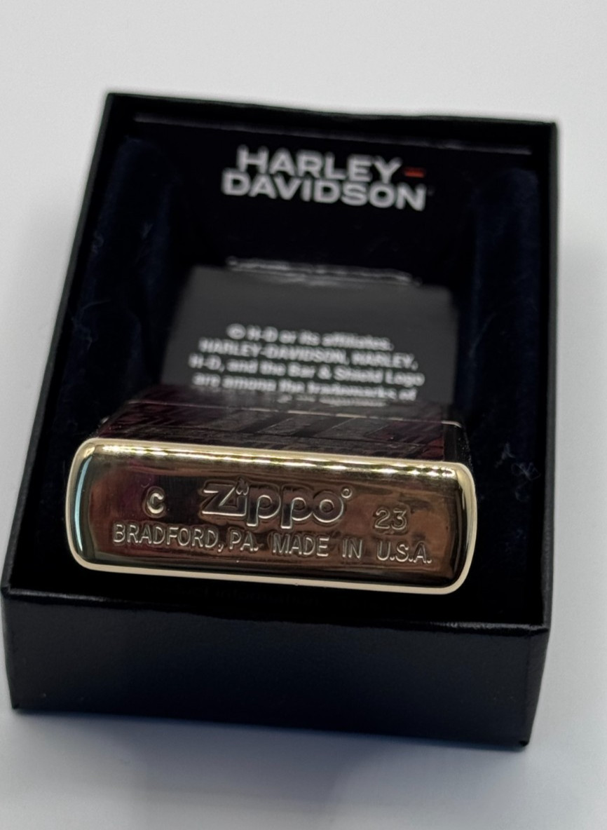 GENUINE Zippo Lighter FUSION HARLEY DAVIDSON #1 SKULL LOGO Brass NEW IN BOX