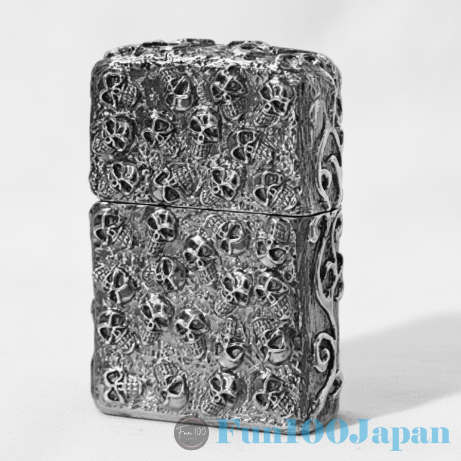 Zippo Oil Lighter Skull Jacket 5 Sides Design Silver Ibushi with Velor Case box