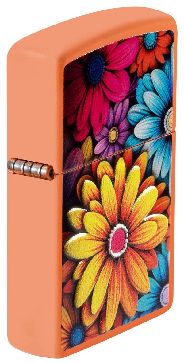 Zippo 46434 Bouquet of Flowers Texture Orange Matte Windproof Pocket Lighter