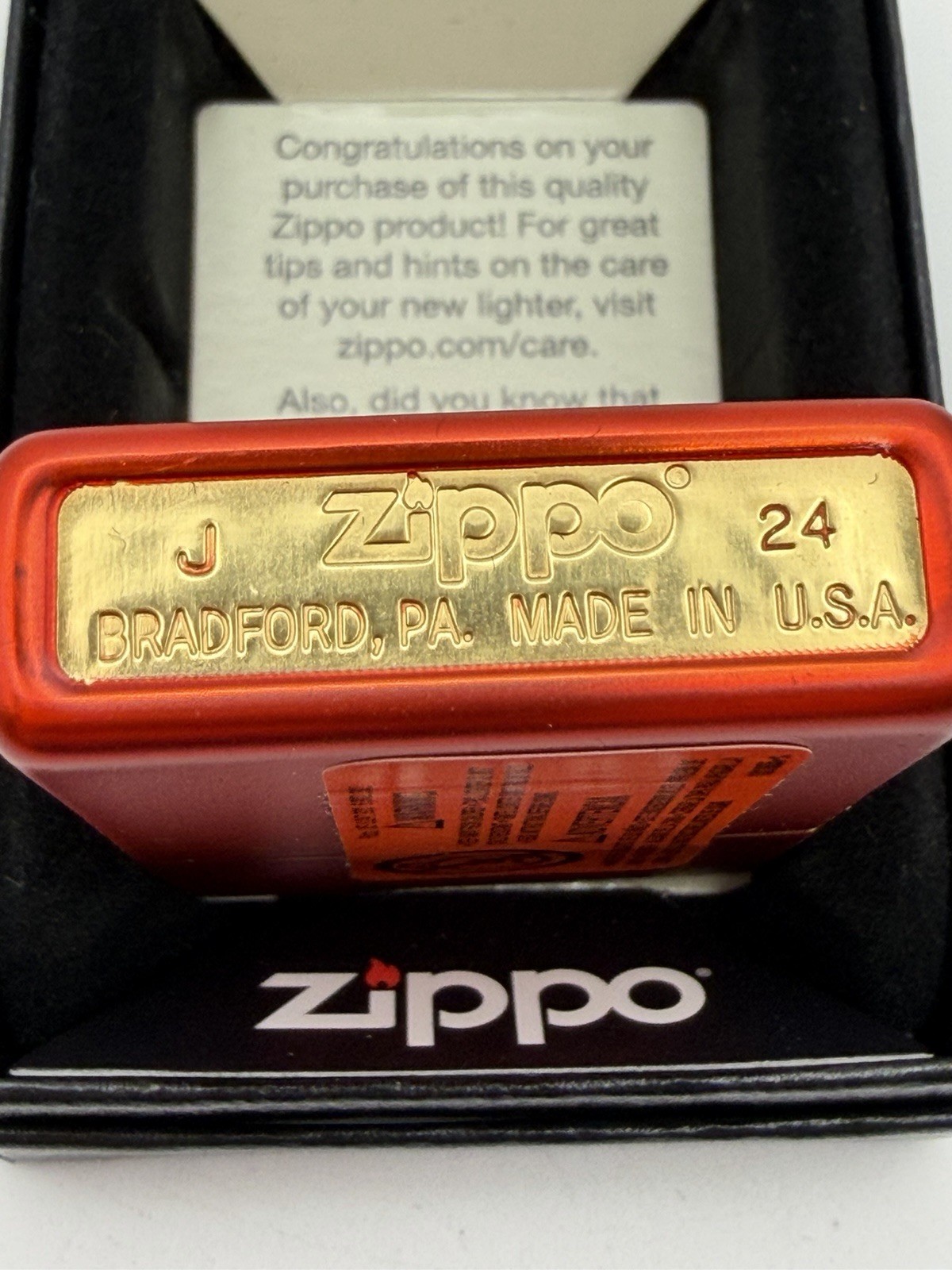 2024 Windproof Lighter Made In USA Red Metallic Zippo Lighter New B37