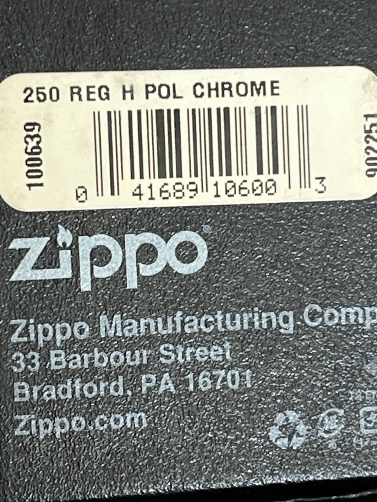 Zippo Lighter 250 Regular High Polish Chrome Made USA 2014 For Repair Only Wheel