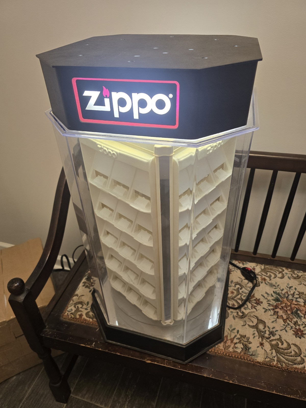 Zippo Lighter Store Advertising Rotating Light Up Display Case Holds 60 W/key