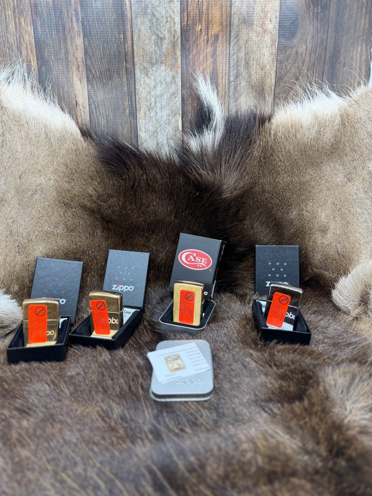Four (4) Factory Case / Zippo Lighters Mint With Stickers In Box – RARE #12
