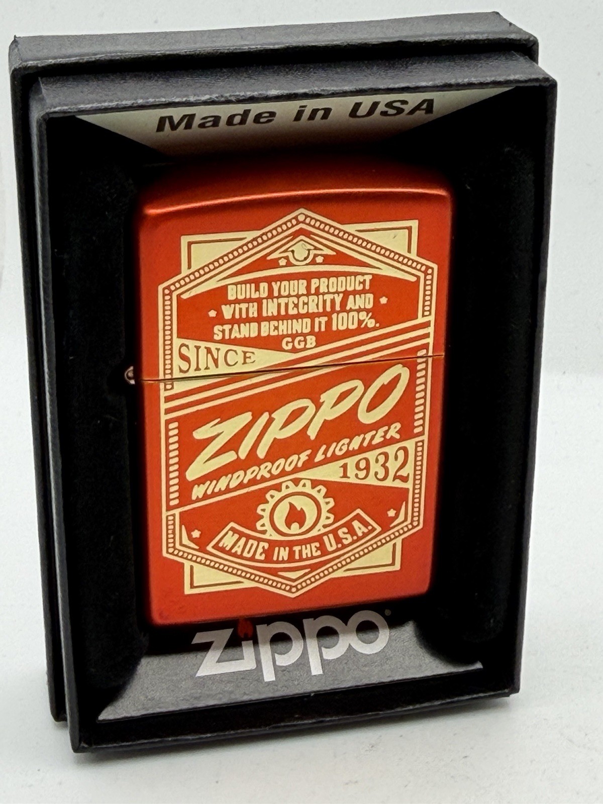 2024 Windproof Lighter Made In USA Red Metallic Zippo Lighter New B37