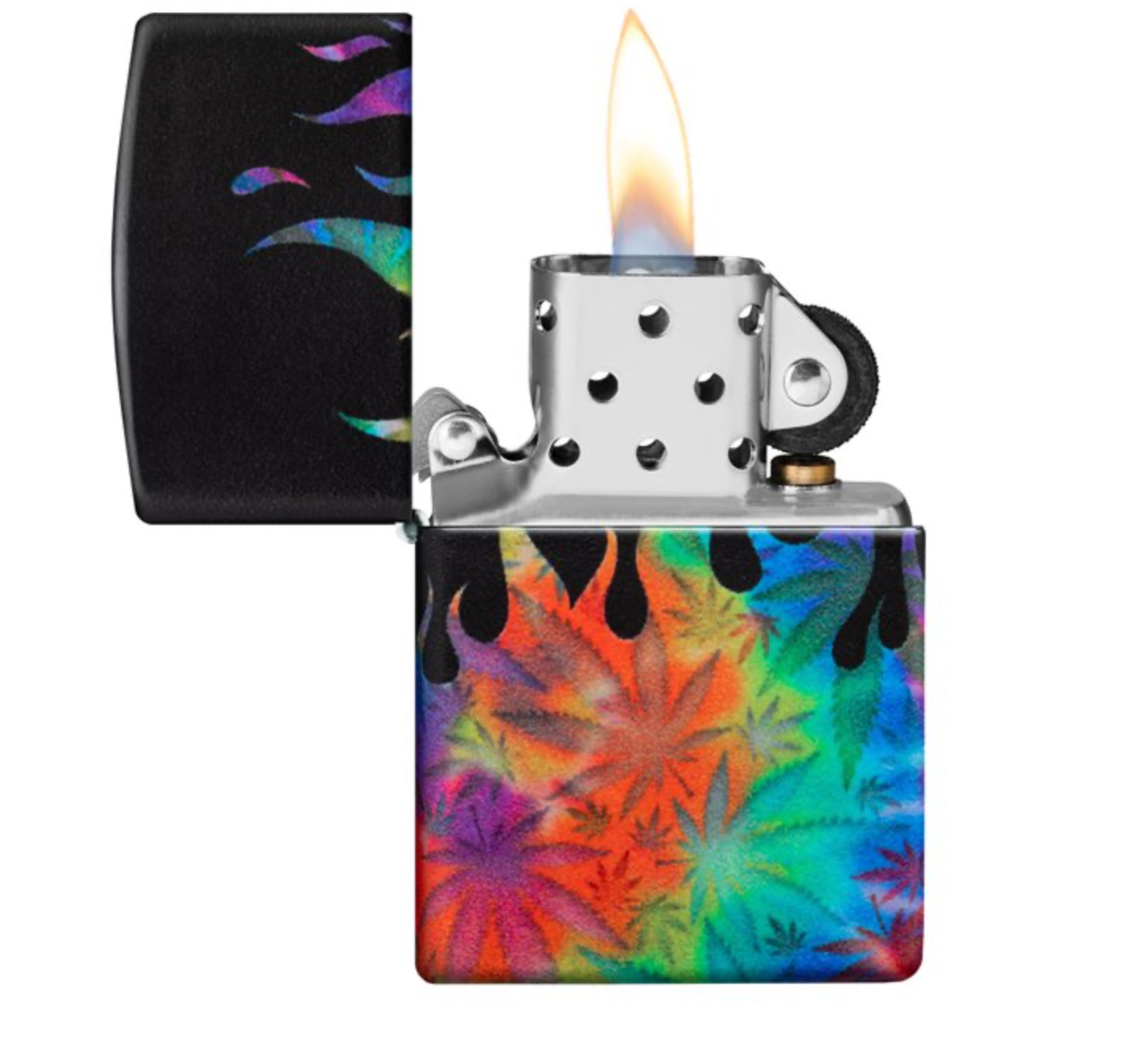 Zippo WIndproof Lighter With 4 side Colorful Marijuana Leaves, 49534, New In Box