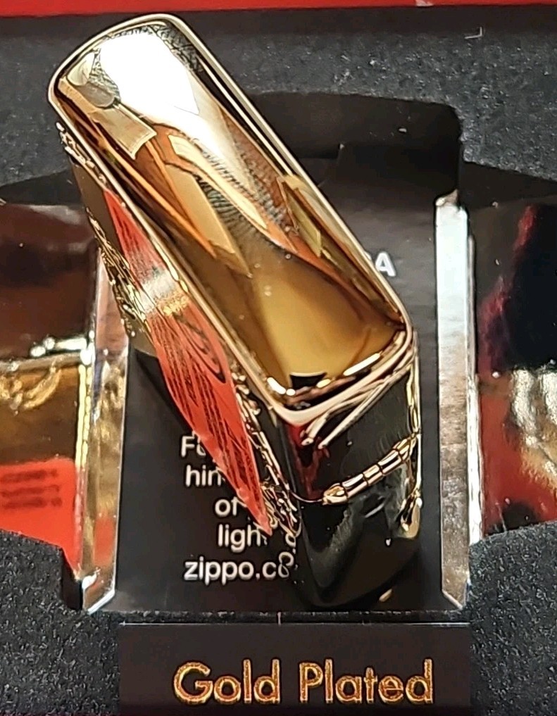 ZIPPO LIGHTER CHINESE DRAGON GOLD PLATED ARMOR 360° MULTICUT ENGRAVING NEW