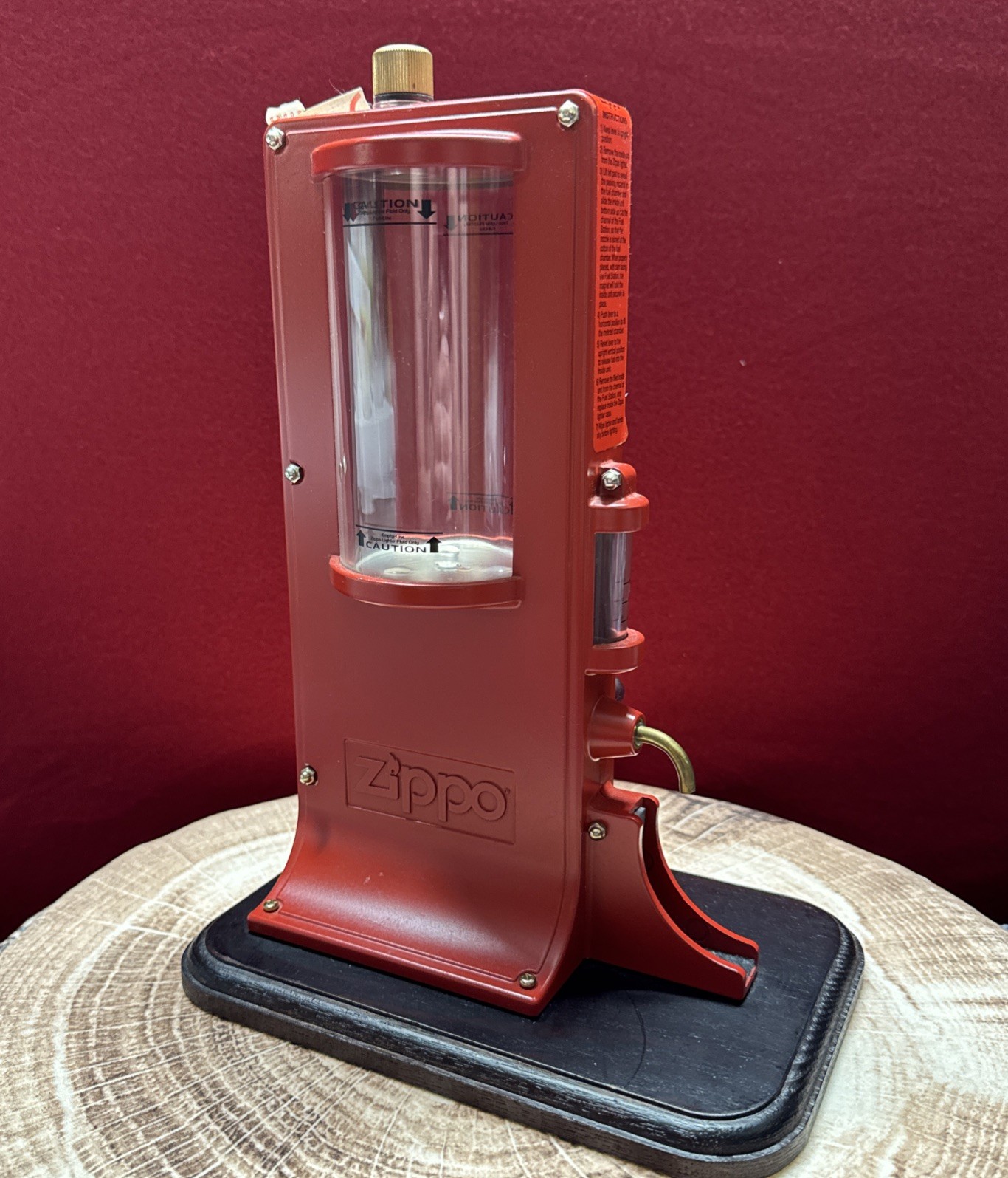 ZIPPO Fuel Station FS No. OS-R Aluminum Die-Cast Body Wooden Base RARE (NOS)
