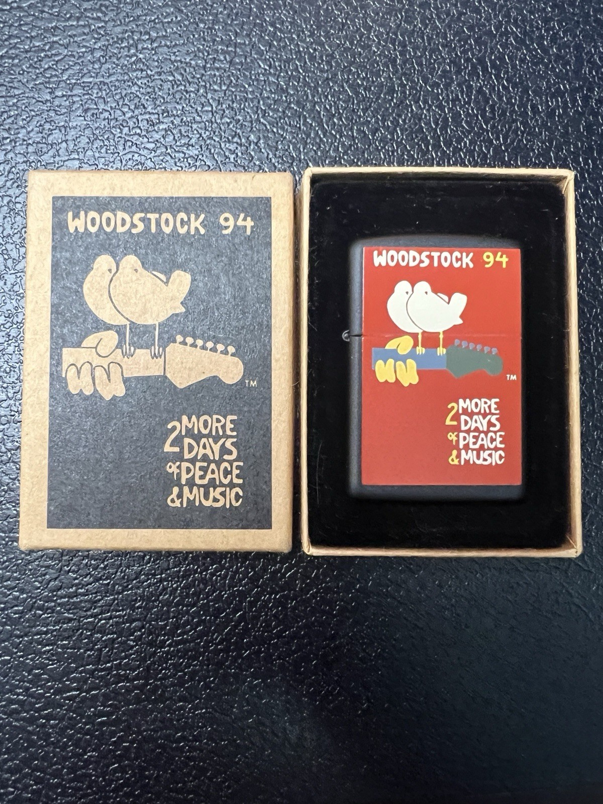 Zippo Woodstock 94 Double Dove 2 More Days of Peace & Music Black Collector Nice