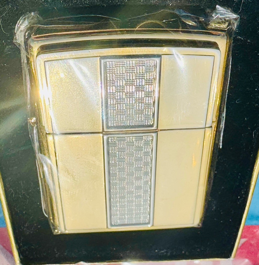 Vintage Zippo Luxury Gold Silver Basket Weave Plated Lighter New Sealed Box