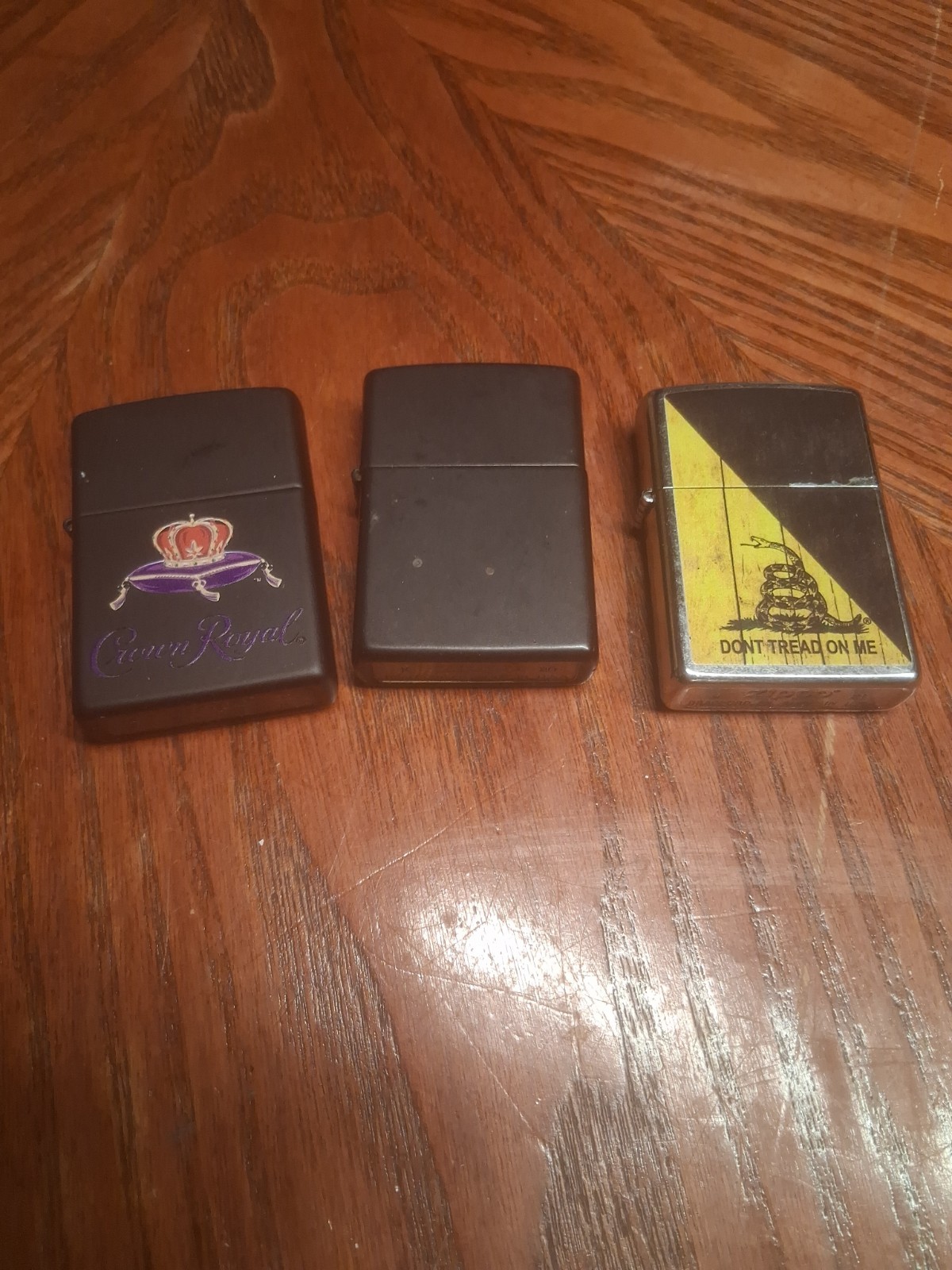 Set Of 3 Zippo Lighters Crown Royal Dont Tread On Me Bradford Pa