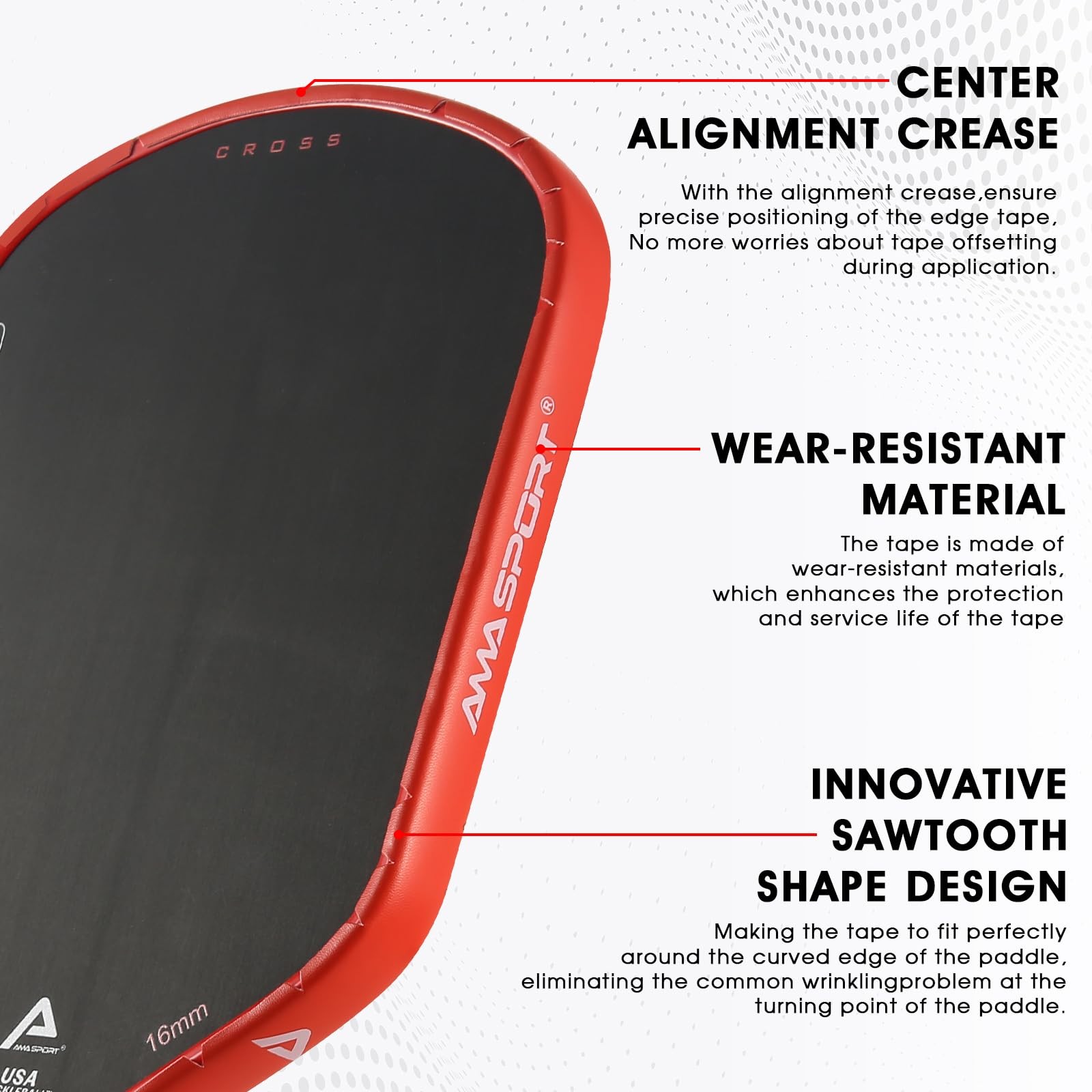PICKLETECH Pickleball Paddle Edge Protection Tape Logo Head Guard Racket – 80 Ch
