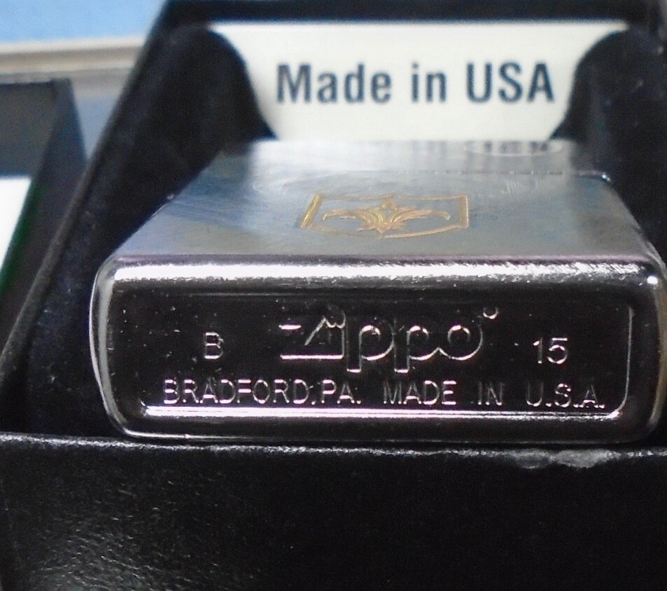 Zippo 28852 Diagonal Weave Chrome Finish Fleur De Lis New In Box February 2015