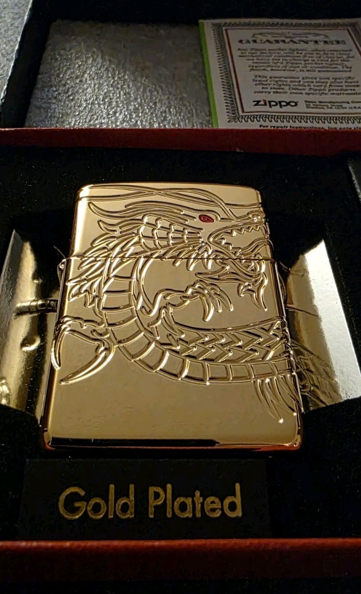 Zippo Lighter 29265 Chinese Dragon ARMOR 360⁰ MultiCut Engraving Gold Plated