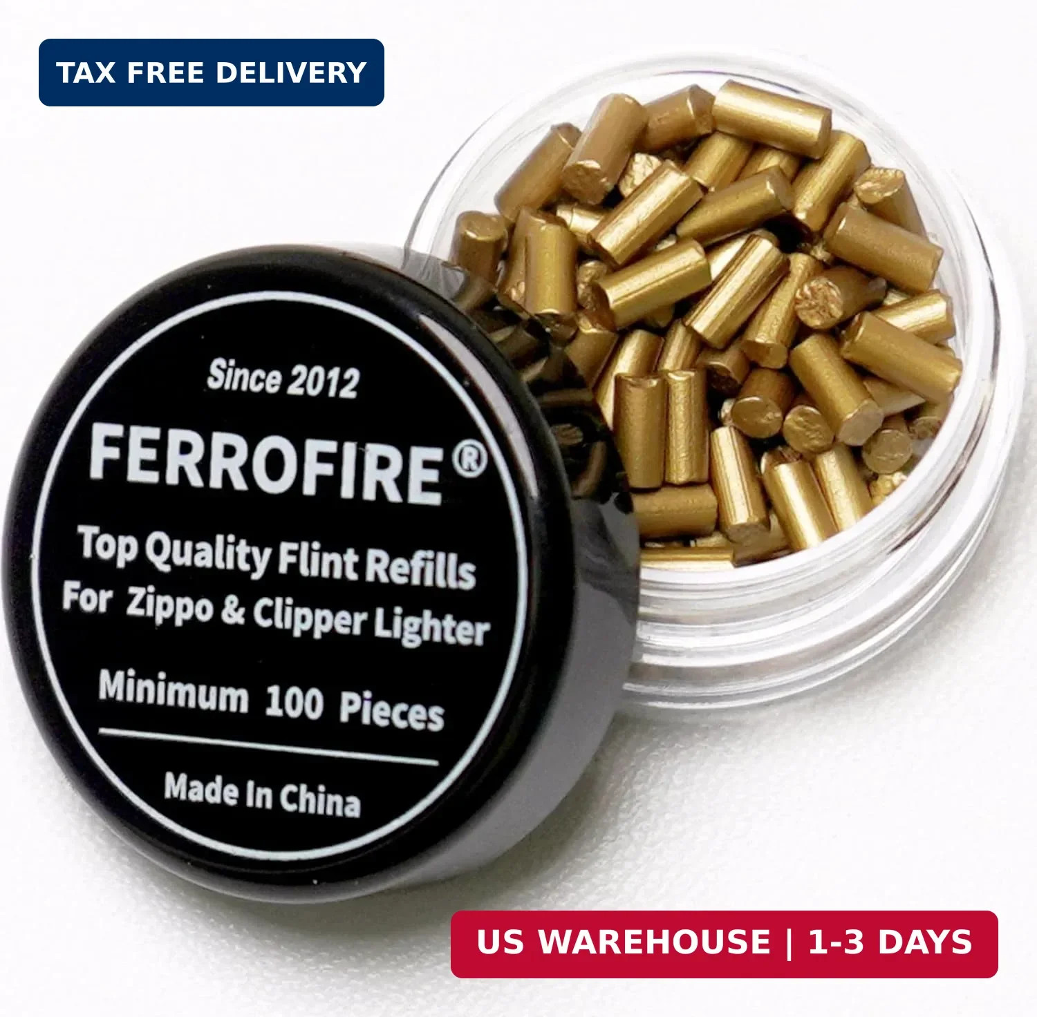 100-Pack Premium Replacement Flints Compatible with Zippo Clipper Lighters | Lon