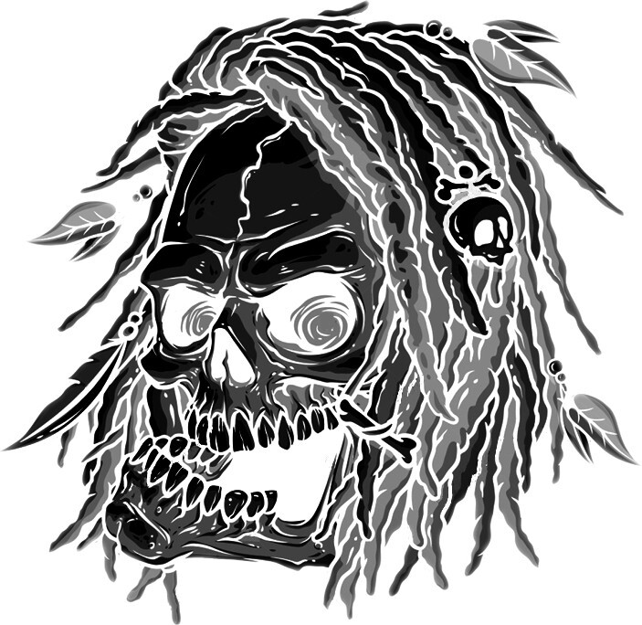 Skull with Dreads and Leaves – 3D Texture Printed Orange Matte Zippo Lighter