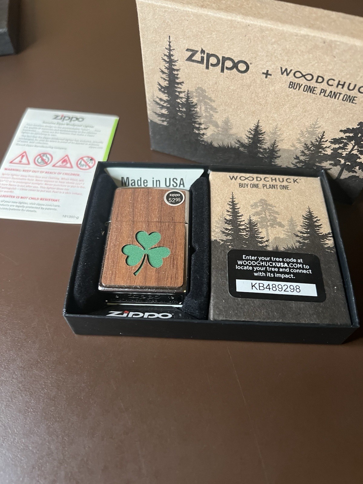 Zippo Woodchuck Lighter LUCKY SHAMROCK 4 Leaf CLOVER 2019 Mint In