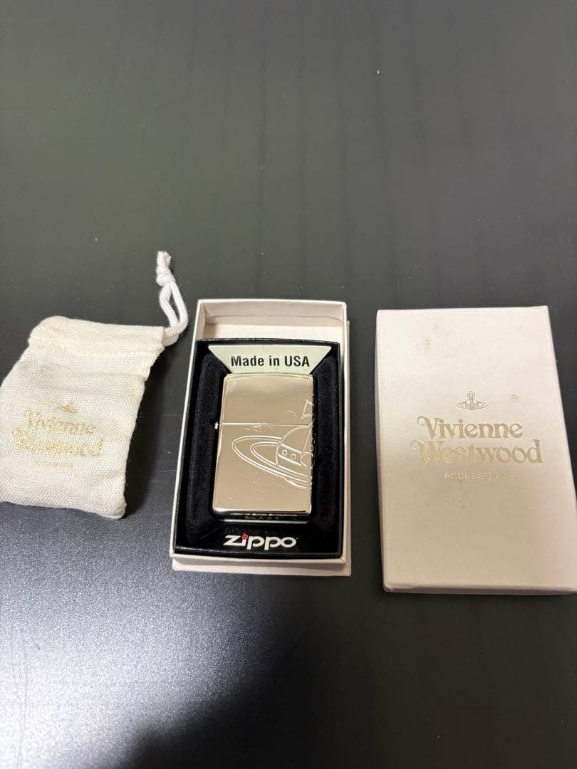 Vivienne Westwood Zippo Big Orb Logo Oil Lighter Silver w/Box Pouch Spark Tested
