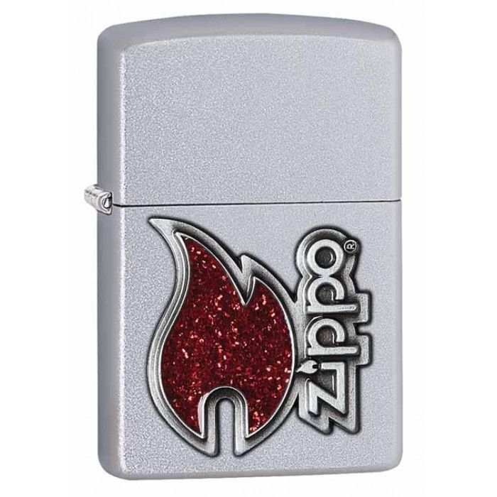 Zippo Windproof Satin Chrome Lighter With Zippo Emblem, 28847, New In Box
