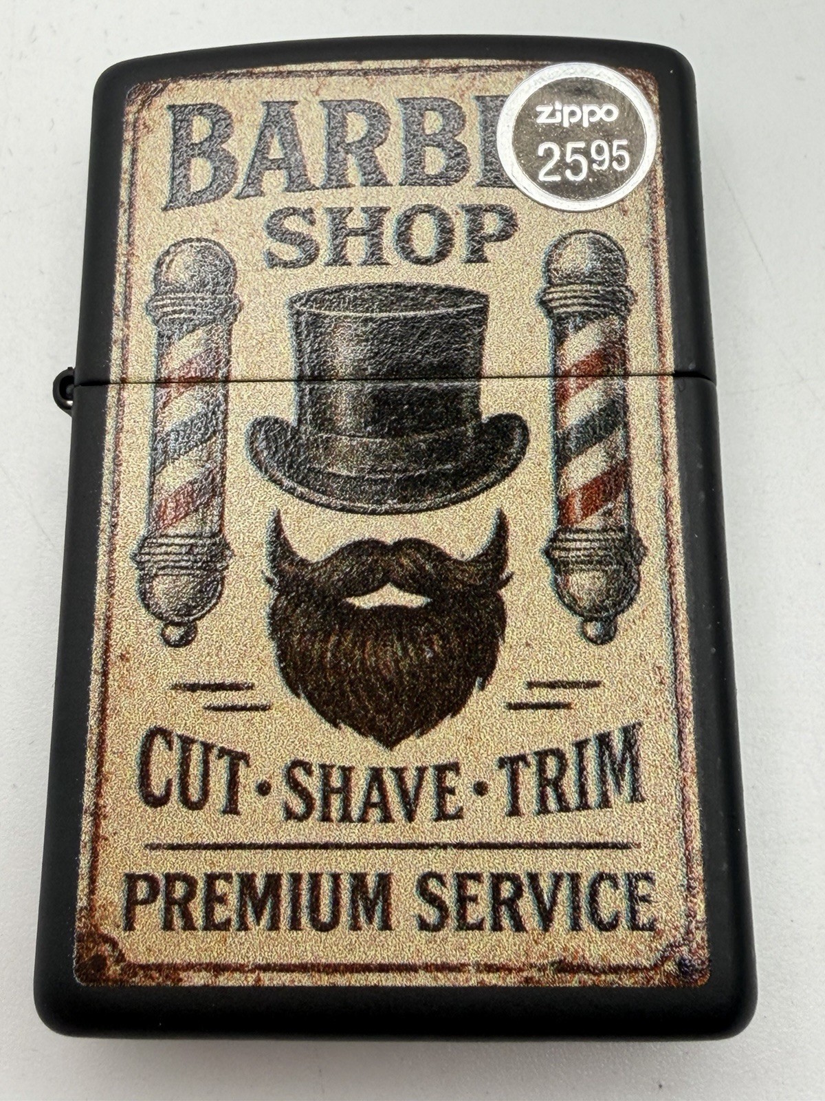 2025 Barber Shop Premium Service Black Matte Zippo Lighter New 47479