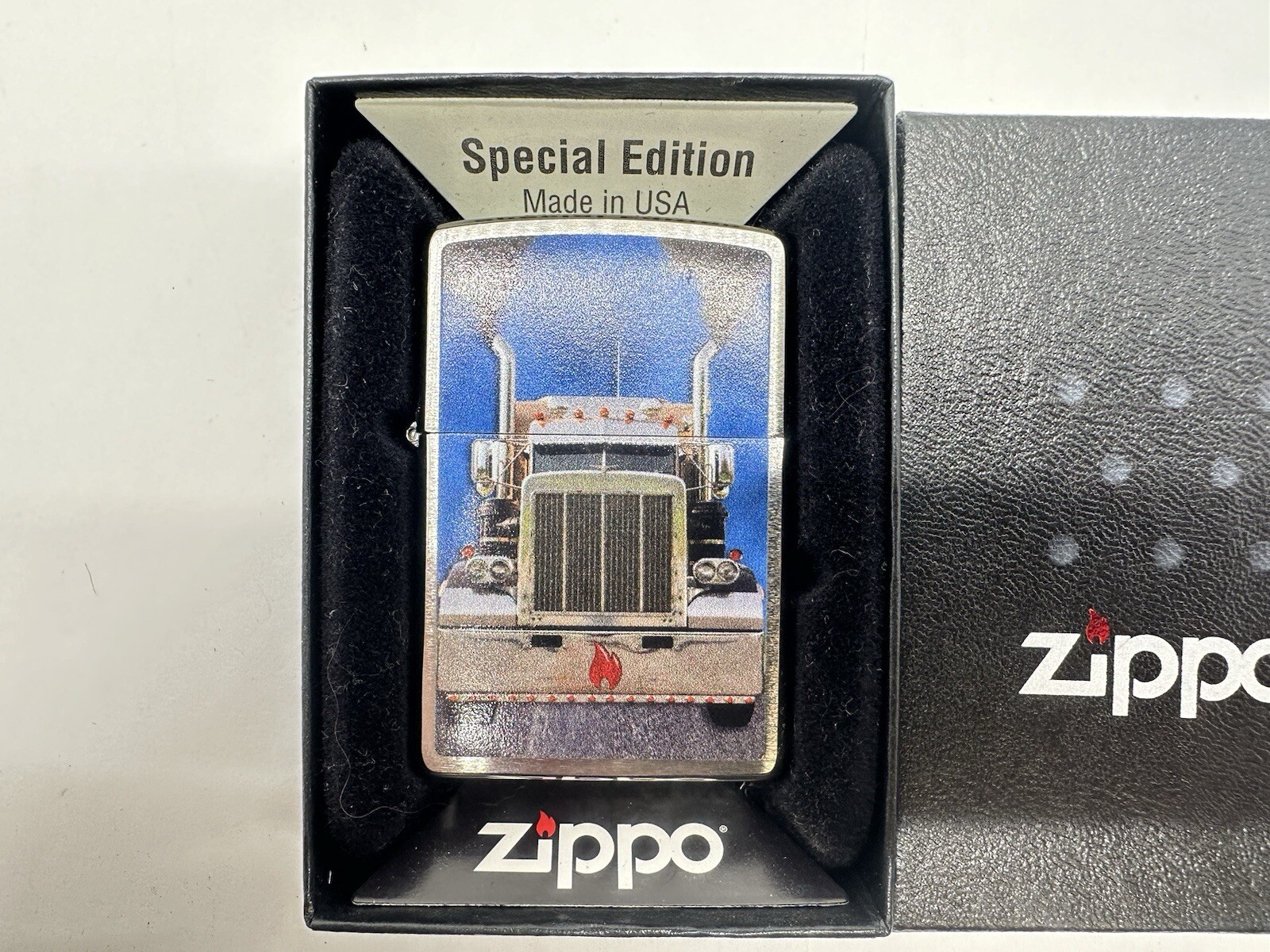 2019 Semi Diesel Smoking Stacks Truck Tractor Trailer Zippo Lighter New Rare.