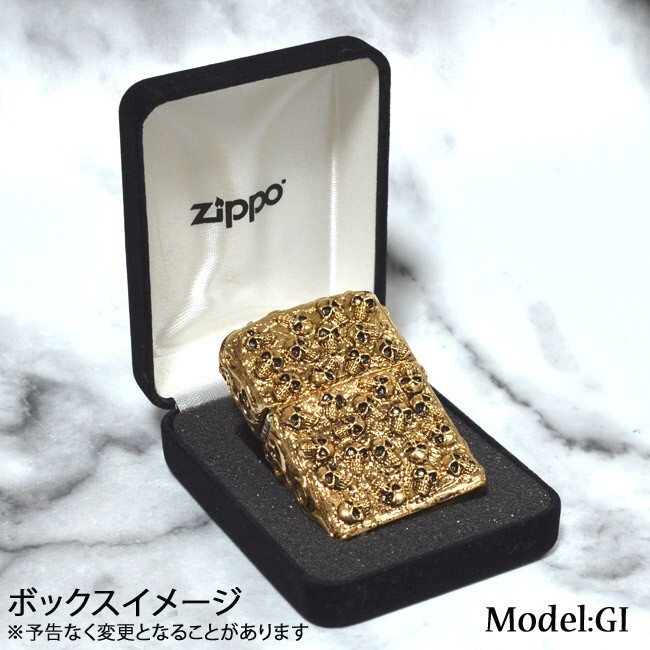 Zippo Skull Jacket Lighter Men’s Accessory 5 Sides Design Gold Ibushi Skull