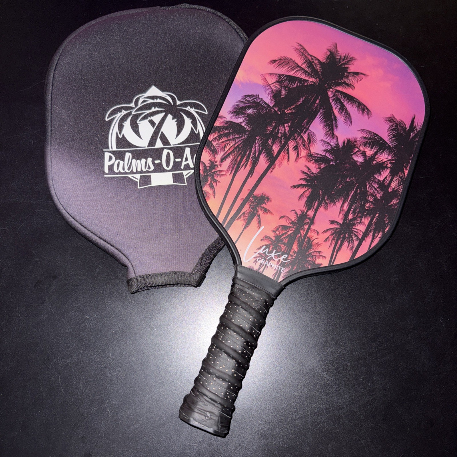 Palms-O-Aces Carbon Fiber Pickleball Paddle USAPA 16mm T700 Graphite Pink Purple