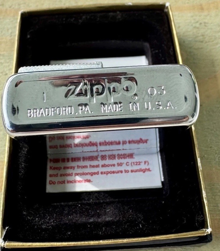 Zippo Corner Connection Lighter 20520 High Polish Chrome Turquoise Stone Mint