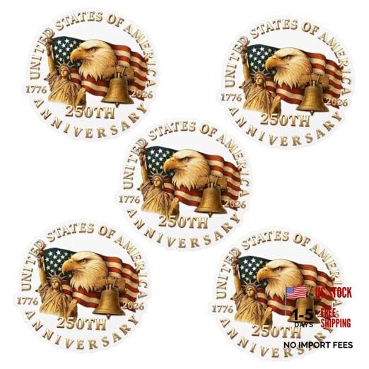 5Pcs US250thnniversary Car Decals Eagle Flag Emblem 1776-2026 July 4th A